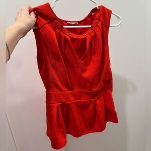 Under skies small Women's Red Sleeveless Top with details, peplum style